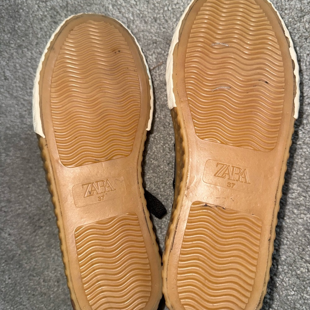 Zara Black Canvas Platform Sneakers 7 - Picture 6 of 9